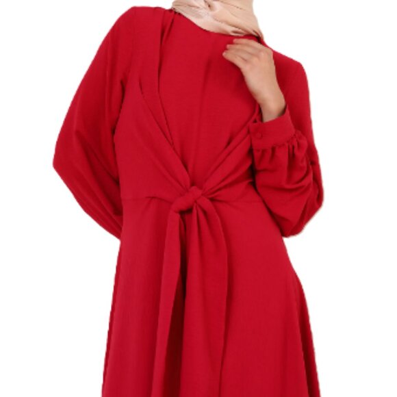 Fuchsia - Crew neck - Unlined - Modest Dress - long Sleeve - Maxi Sz 14 us - Picture 5 of 5